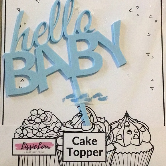 LissieLou Hello Baby Baby Shower Cake Topper Premium 3mm Acrylic Baby Blue NEW - Picture 1 of 4